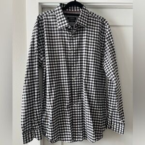 Men’s Bugatchi Button Down, Size XL, Navy Blue Checkered, Perfect Condition